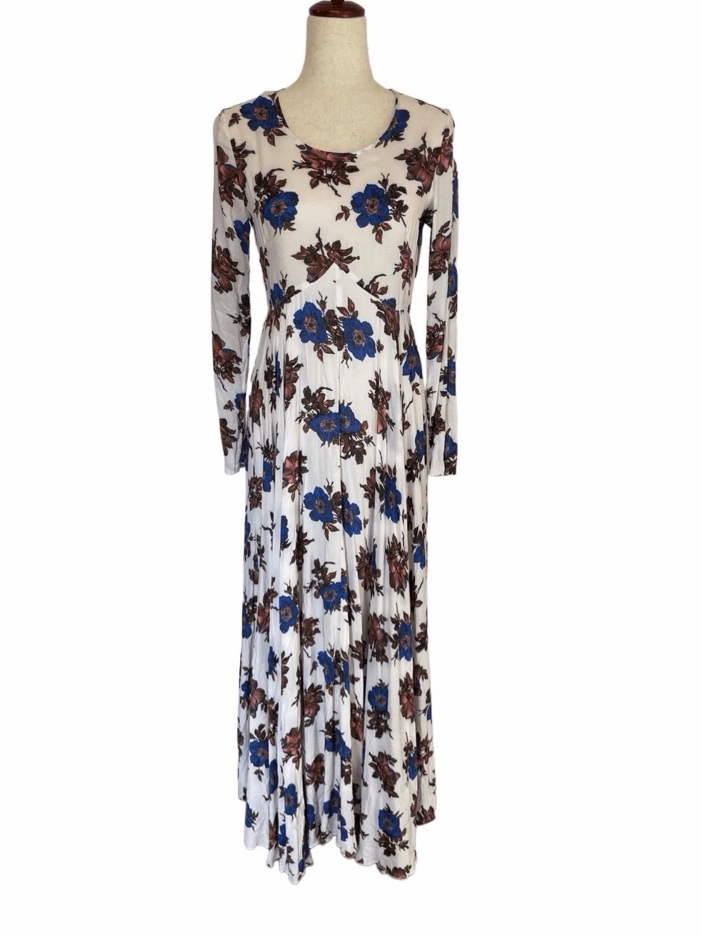 Free People First Kiss Dress Small Ivory Floral Maxi Boho Festival Dress - Picture 4 of 6